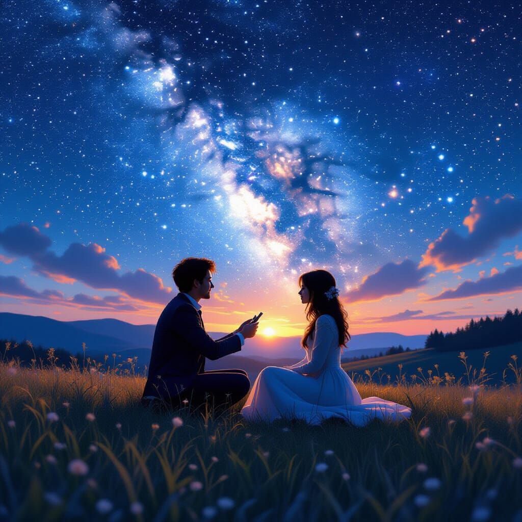 Double Exposure: Proposal Under Starry Night