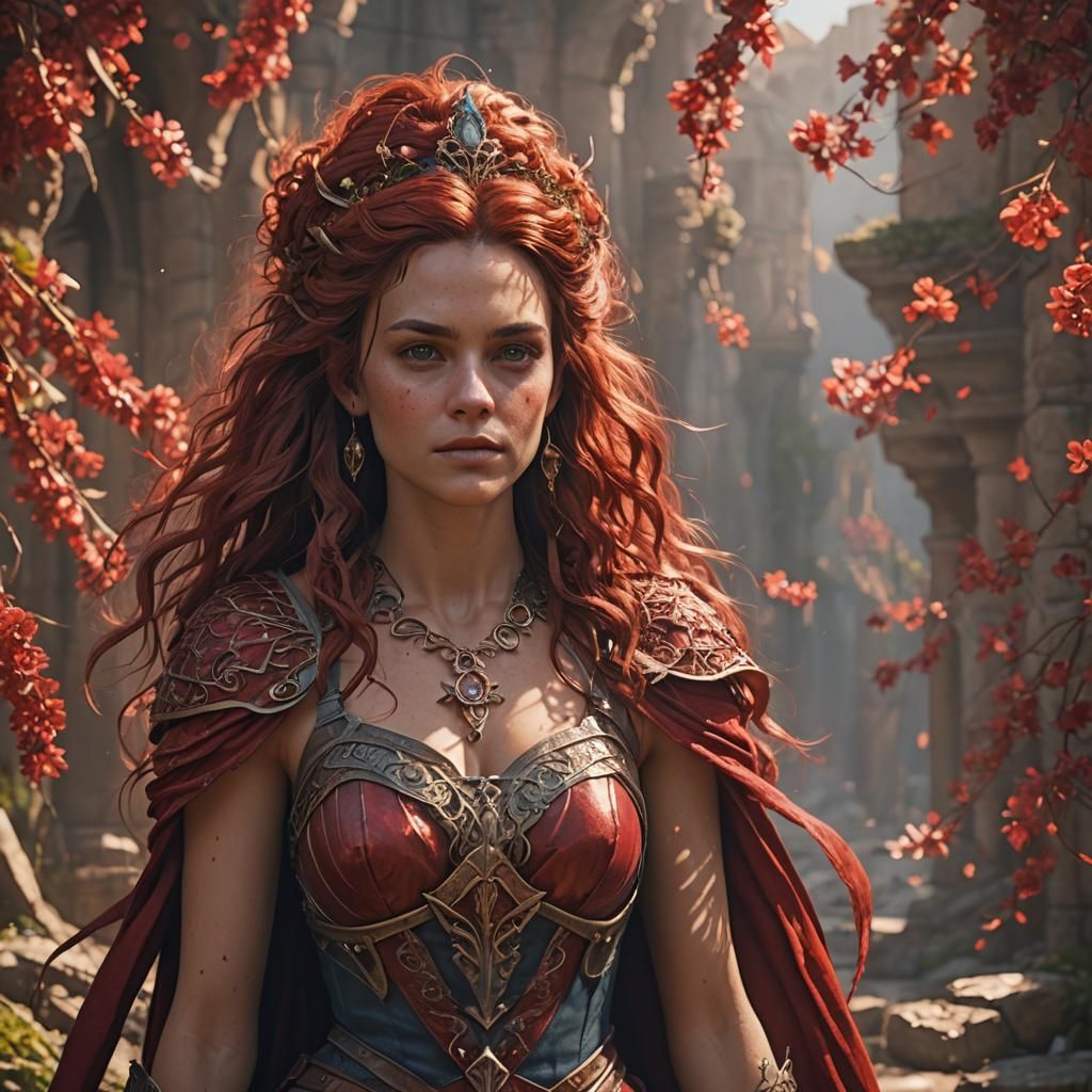 Red-Haired Fairy and Wounded Werewolf: Hyperrealistic Fantas...