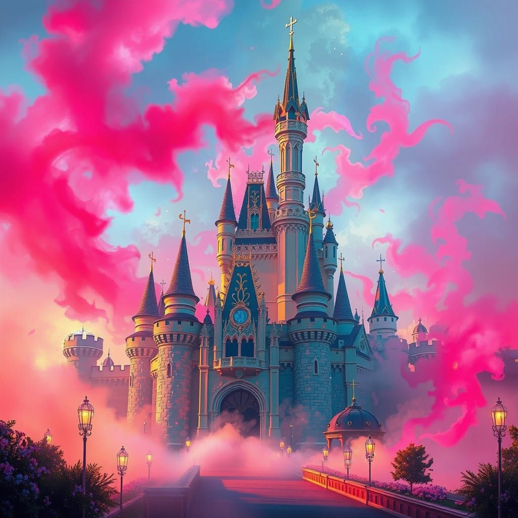 Whimsical Cherry Blossom Kingdom in Pastel Hues