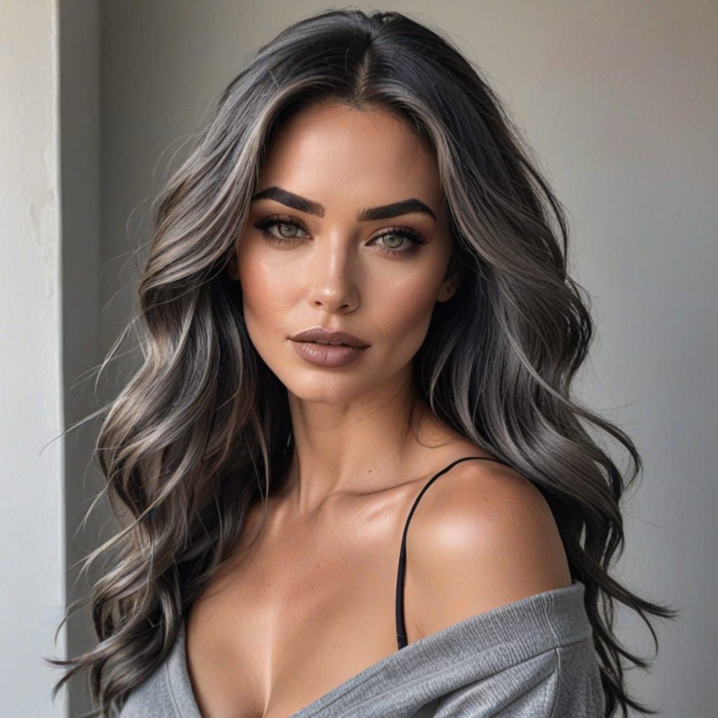 Elegant Woman in Monochromatic Grey