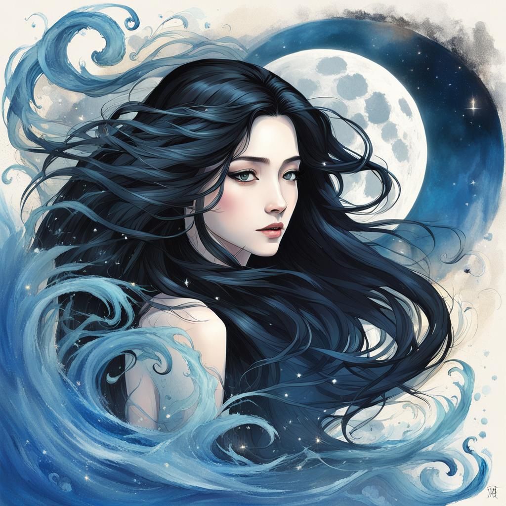 Anime Style Portrait of a Beautiful Woman