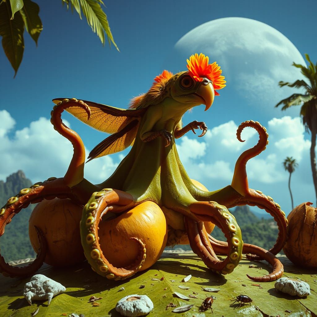 Exotic Alien Hybrid on Lush Exoplanet in Cinematic Style