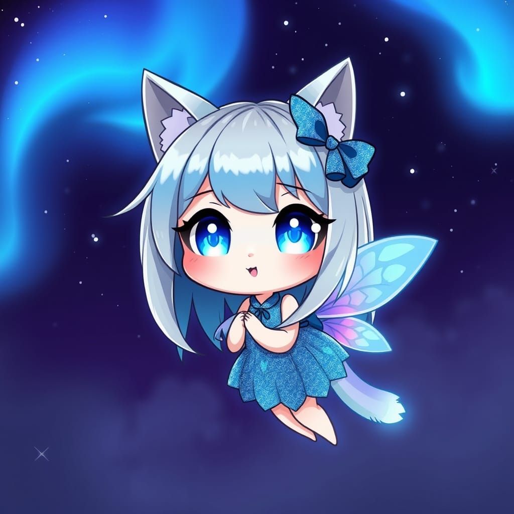 Cute Fairy in a Whimsical Nighttime Scene