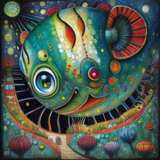 Angler Fish Oil Painting in Pop Surrealism Style