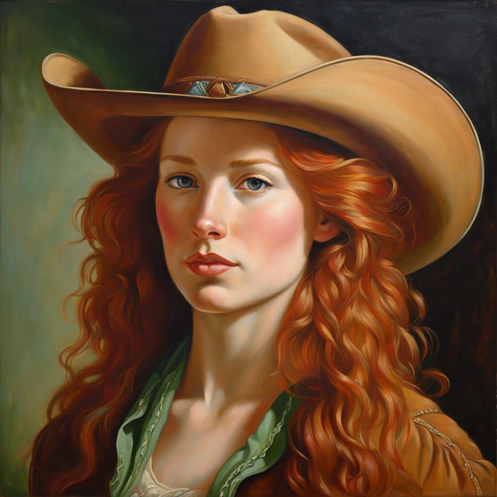Renaissance Portrait of a Red-Haired Cowgirl