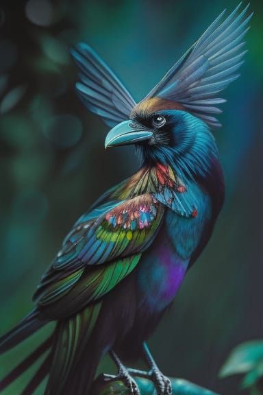 Majestic Raven in Watercolor Photoillustration