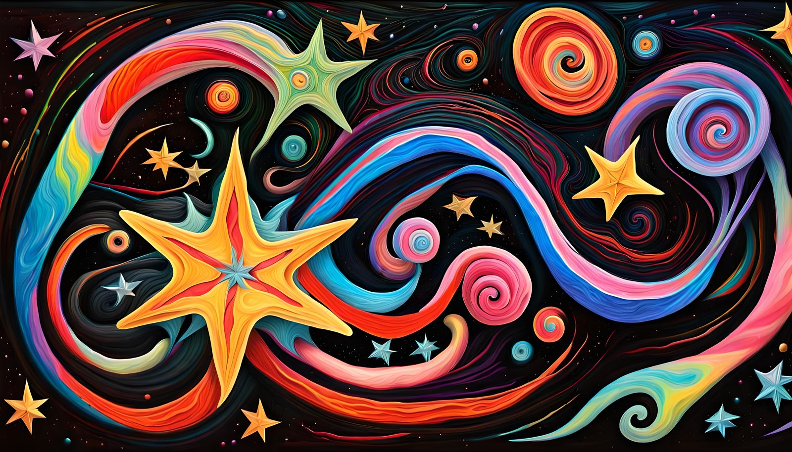 Electromagnetic Proto-Star Cluster in Impasto Oil Paint Styl...