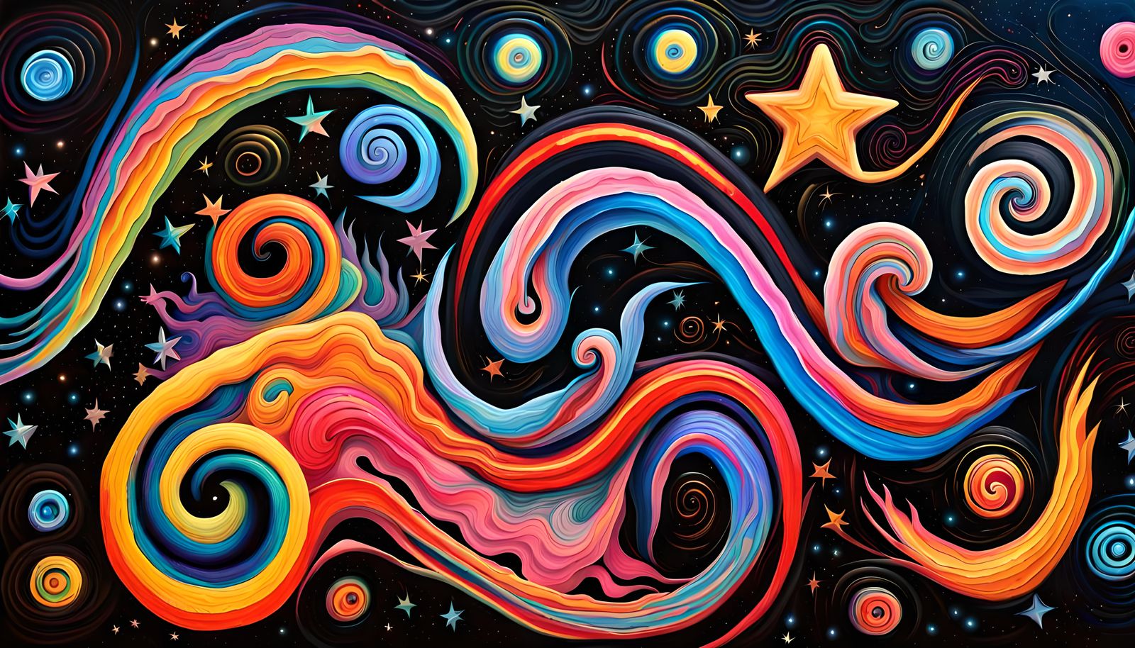 Vivid Impasto Painting of Newborn Stars in Plasma Maelstrom