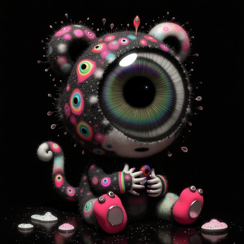 Cute Chibi Teddy Bear Cat in Traditional Japanese Chiyogami ...