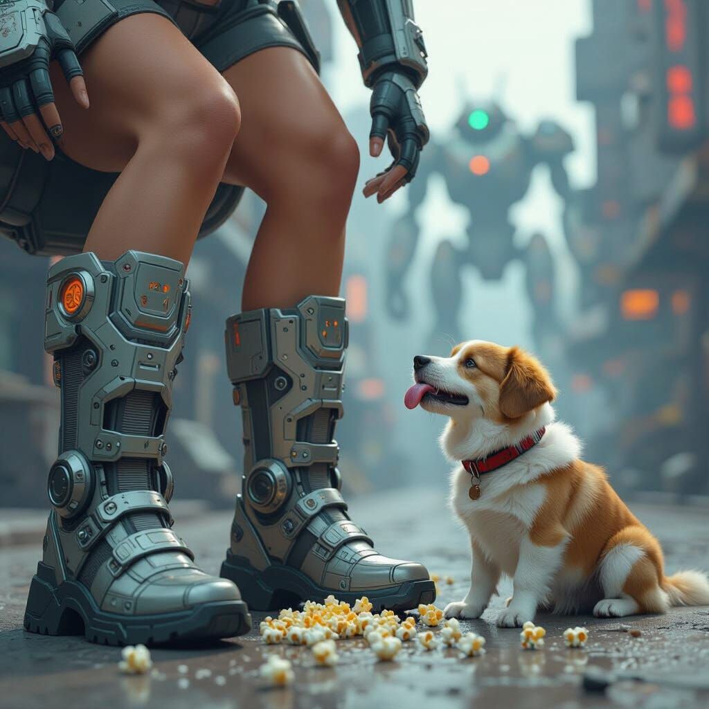 Futuristic Boots and Popcorn: A Sci-Fi Foot Licking Scene