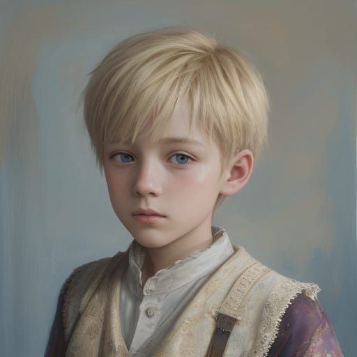 Watercolor Boy in Magic Realism Style