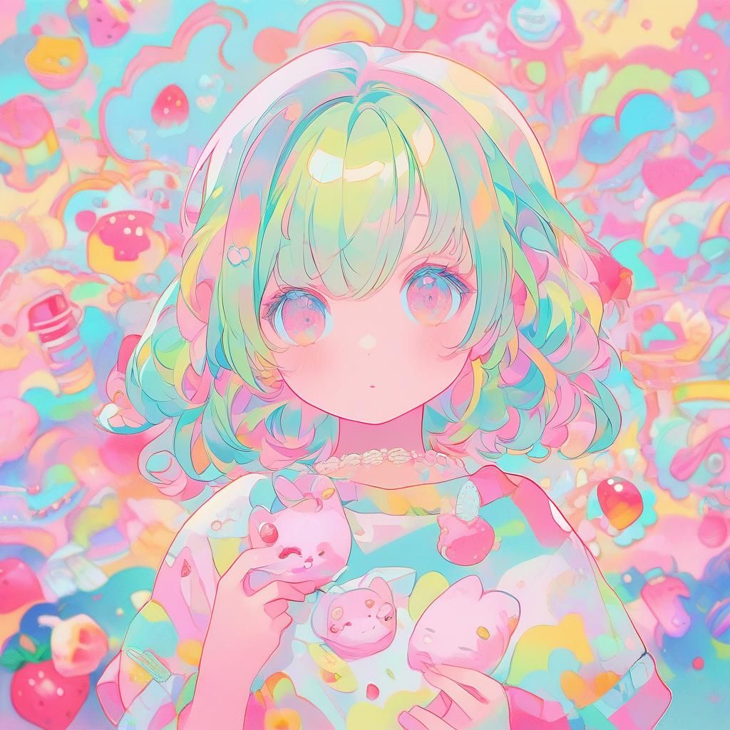 Anime Girl with Mochi in Pop Art Style