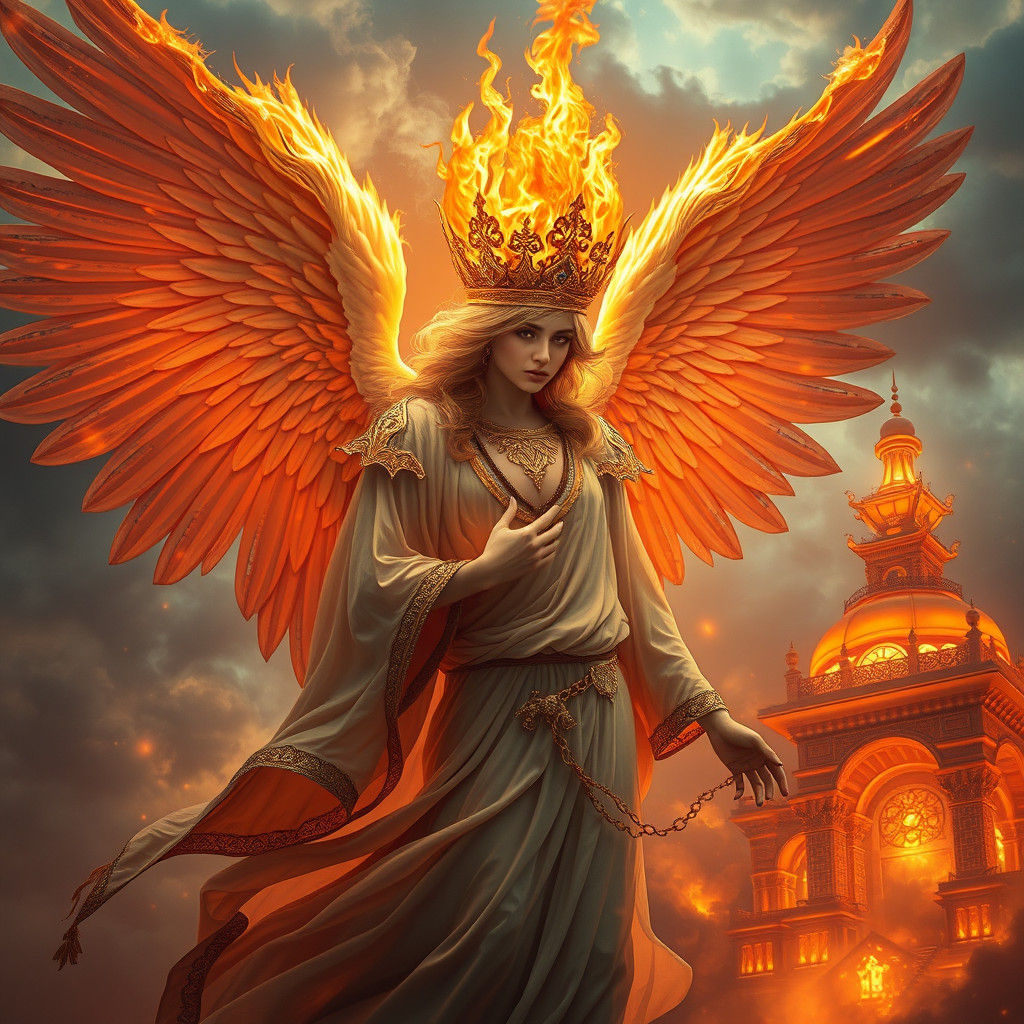 Fiery Angel in Baroque Digital Matte Painting