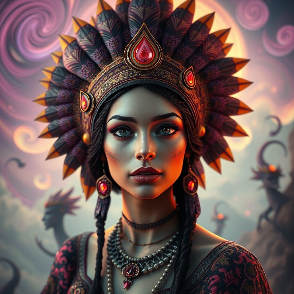 Ethereal Surrealist Goddess in Hyper-Realistic Dreamscapes