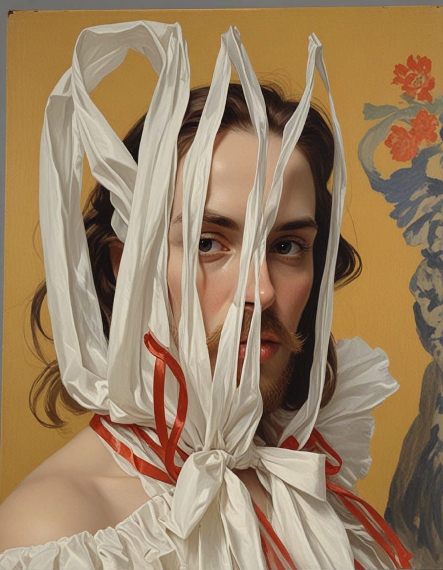 Portrait With a Peculiar Mouth in Oil Painting Style