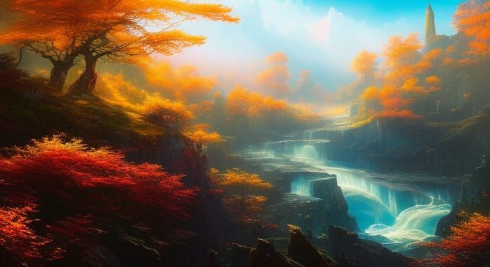 Anime Fantasy Landscape with Intricate Details