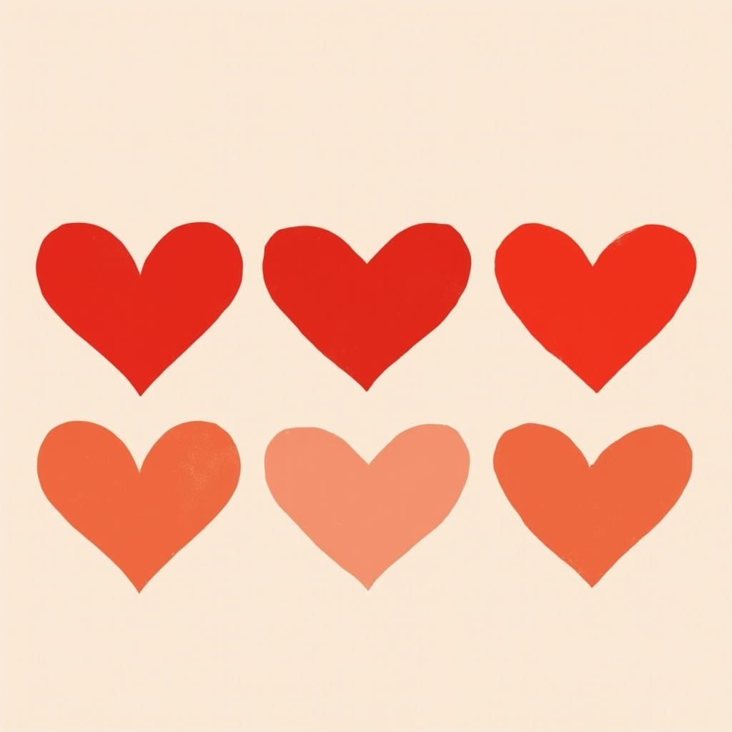 Bold Red Heart Pattern in Playful Style