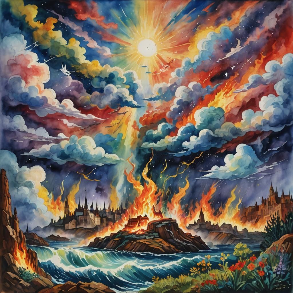 Apocalyptic Vision in Gouache Style