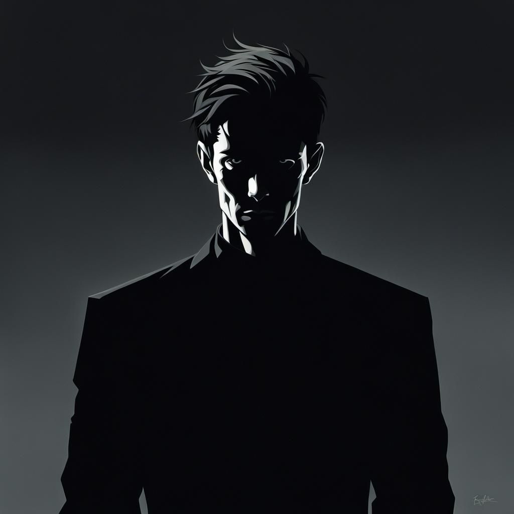 Sinister Silhouette: A Shadowy Figure by Rutkowski