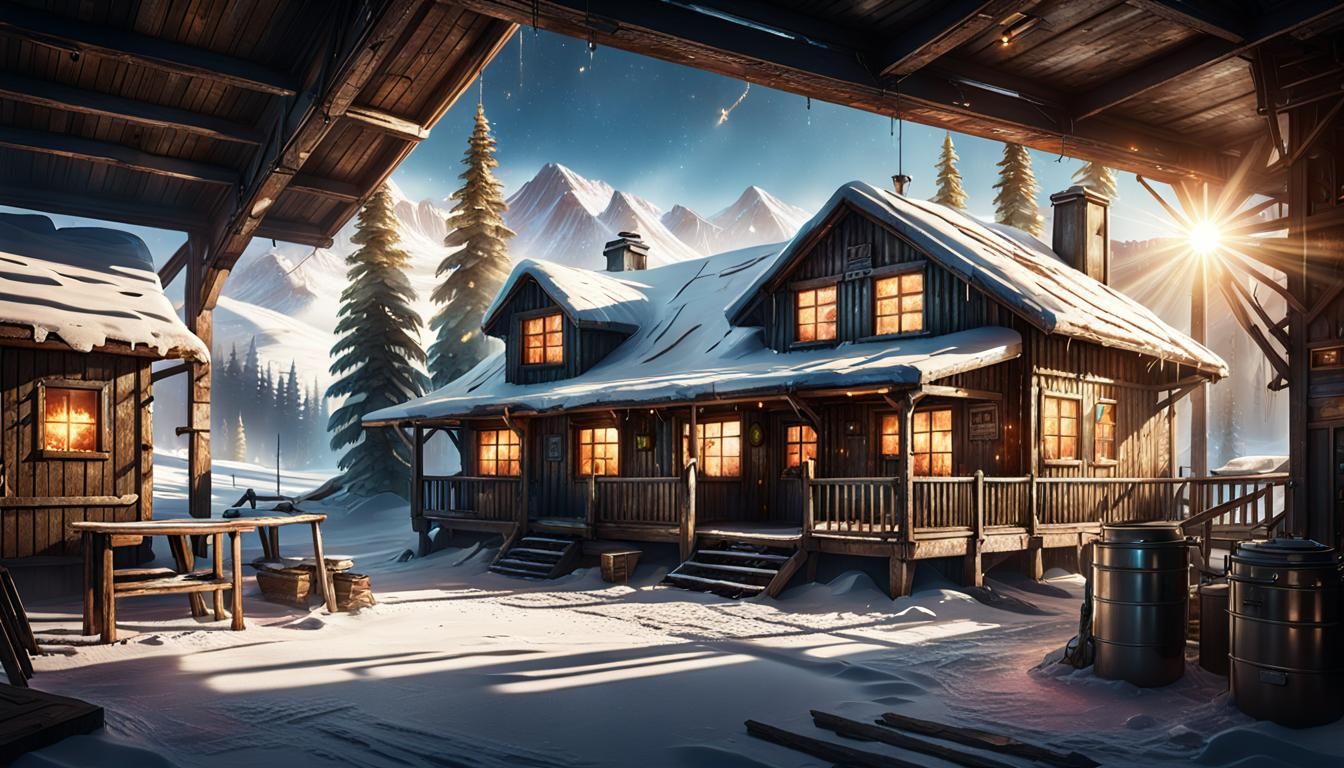 Post-Apocalyptic Ski Lodge in Photorealistic Style