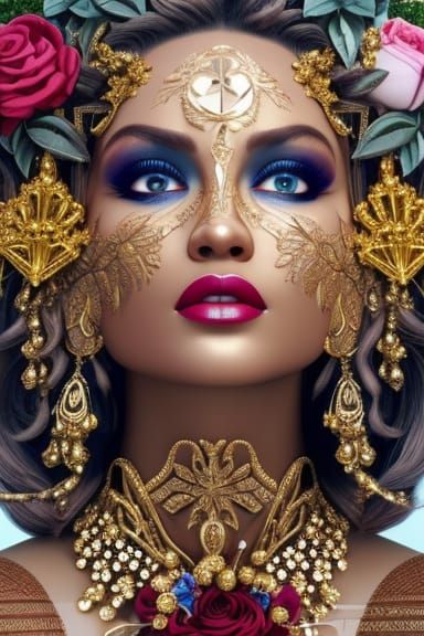 Detailed Maximalist Collage of a Joyful Face