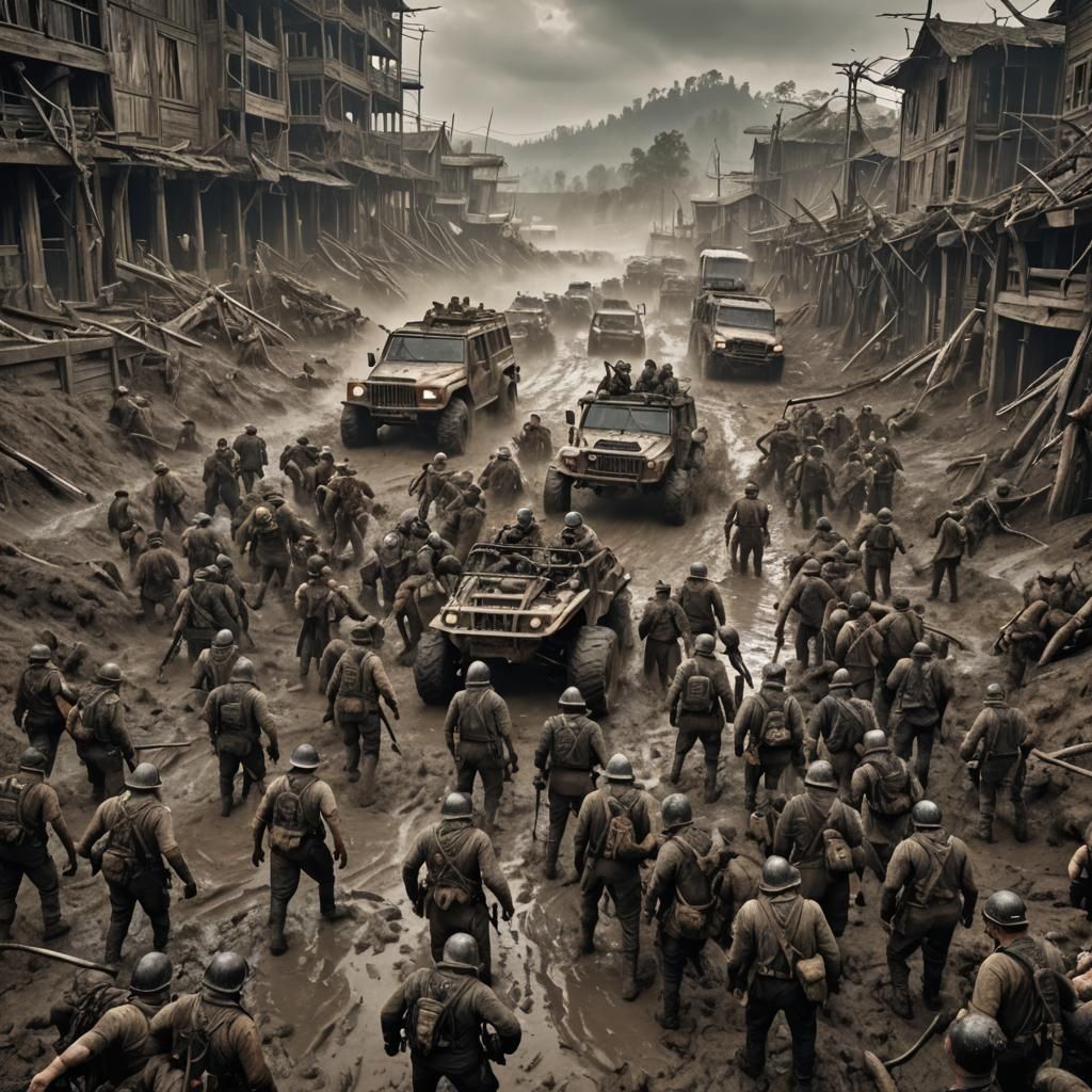 Hyperrealistic Revolt of the Mudders in HDR