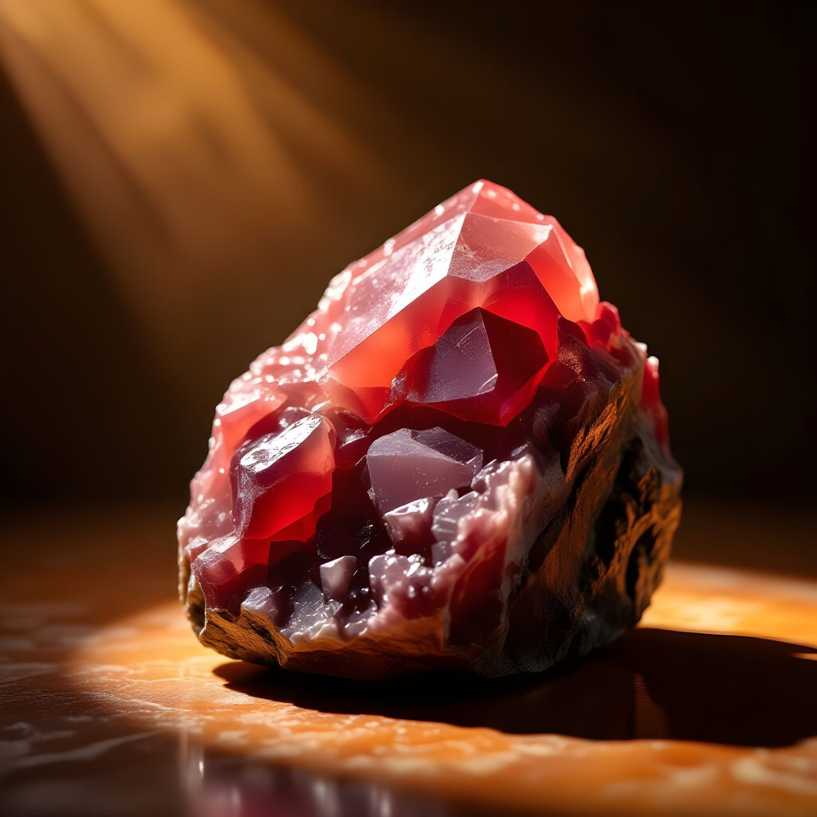 Rhodonite Healing Crystal in Dramatic Lighting