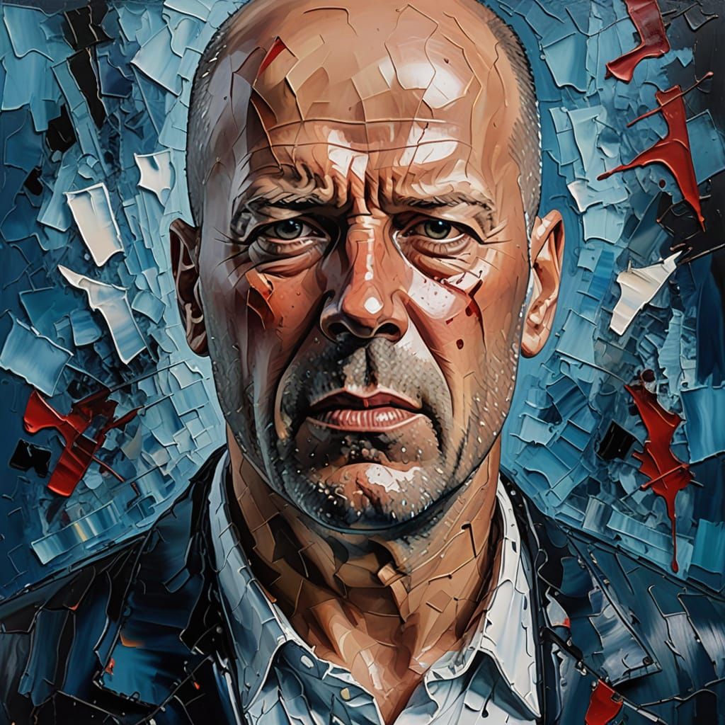 Broken Face in Dramatic Impasto Oil Painting