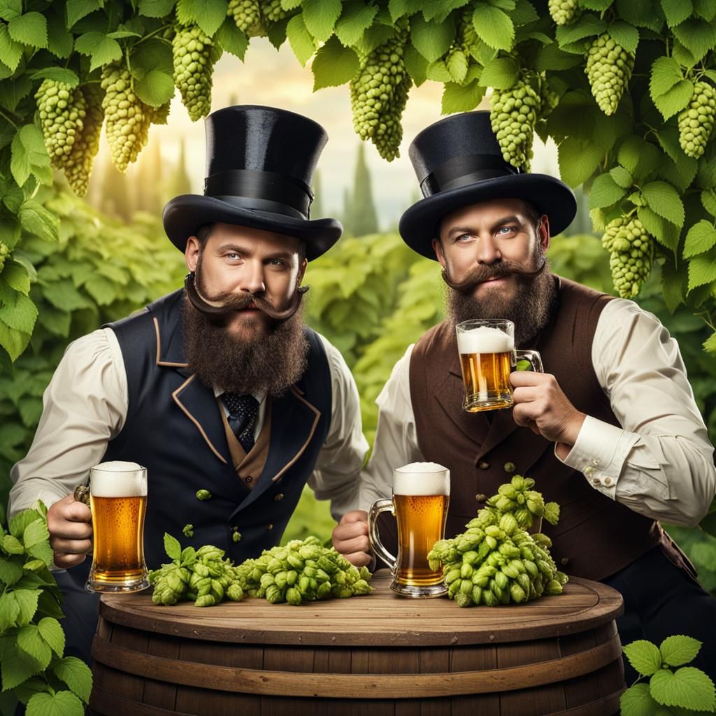 Bearded Thieves Enjoying Beer in a Garden