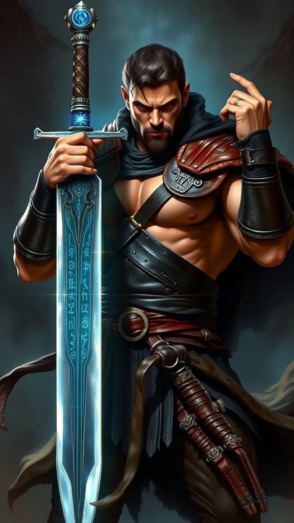 Boris Vallejo Inspired Fantasy Warrior with Magic Sword