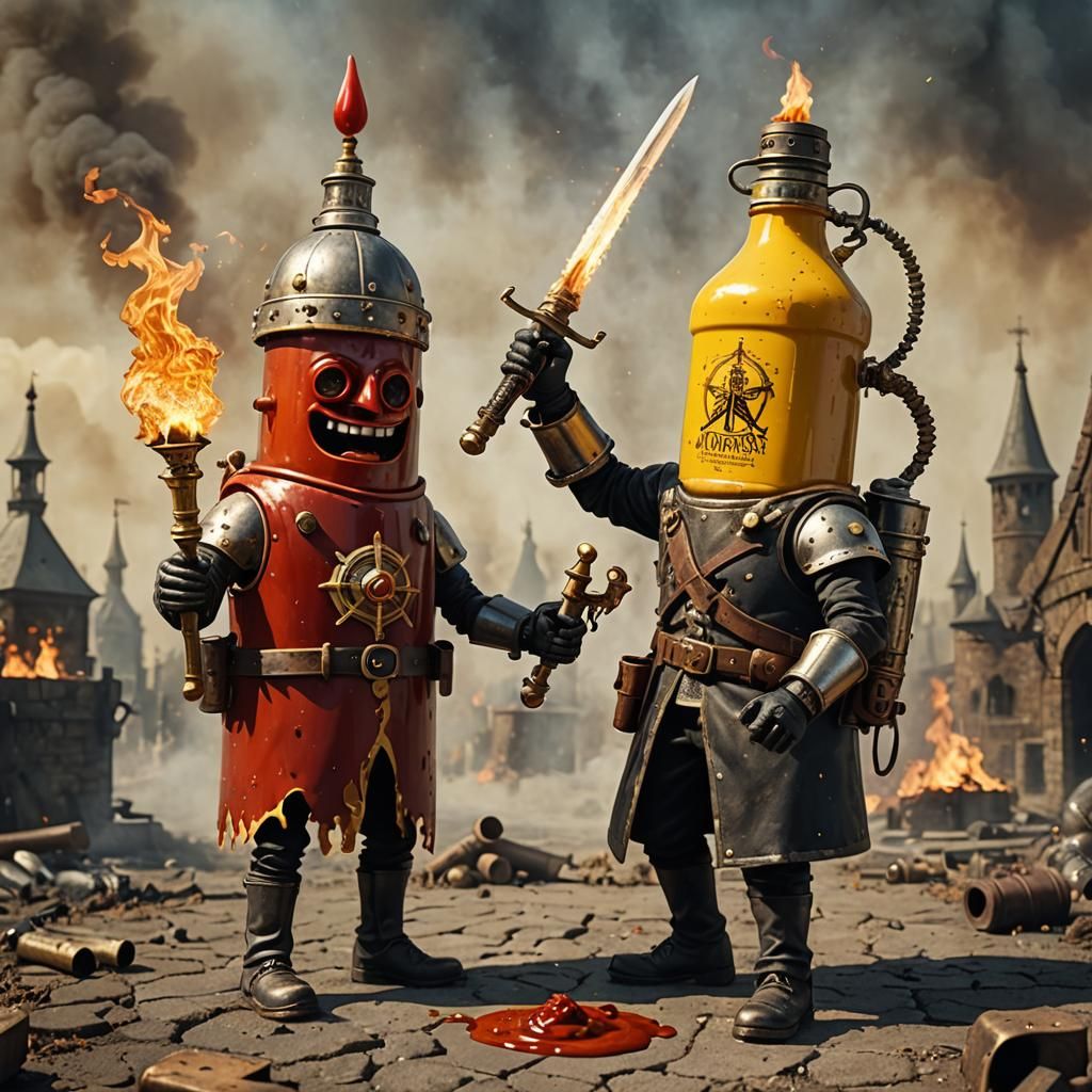 Ketchup vs Mustard Steampunk Battle