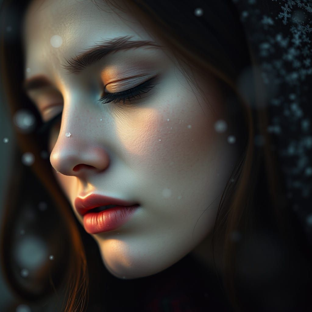 Serene Woman in Winter Reverie