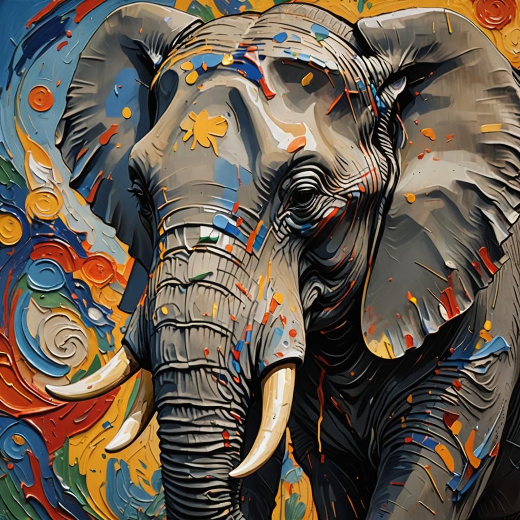 Elephant in Splash Art Style