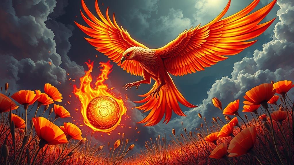 Phoenix Ignites a Fiery Bloom: Baroque Comic Art