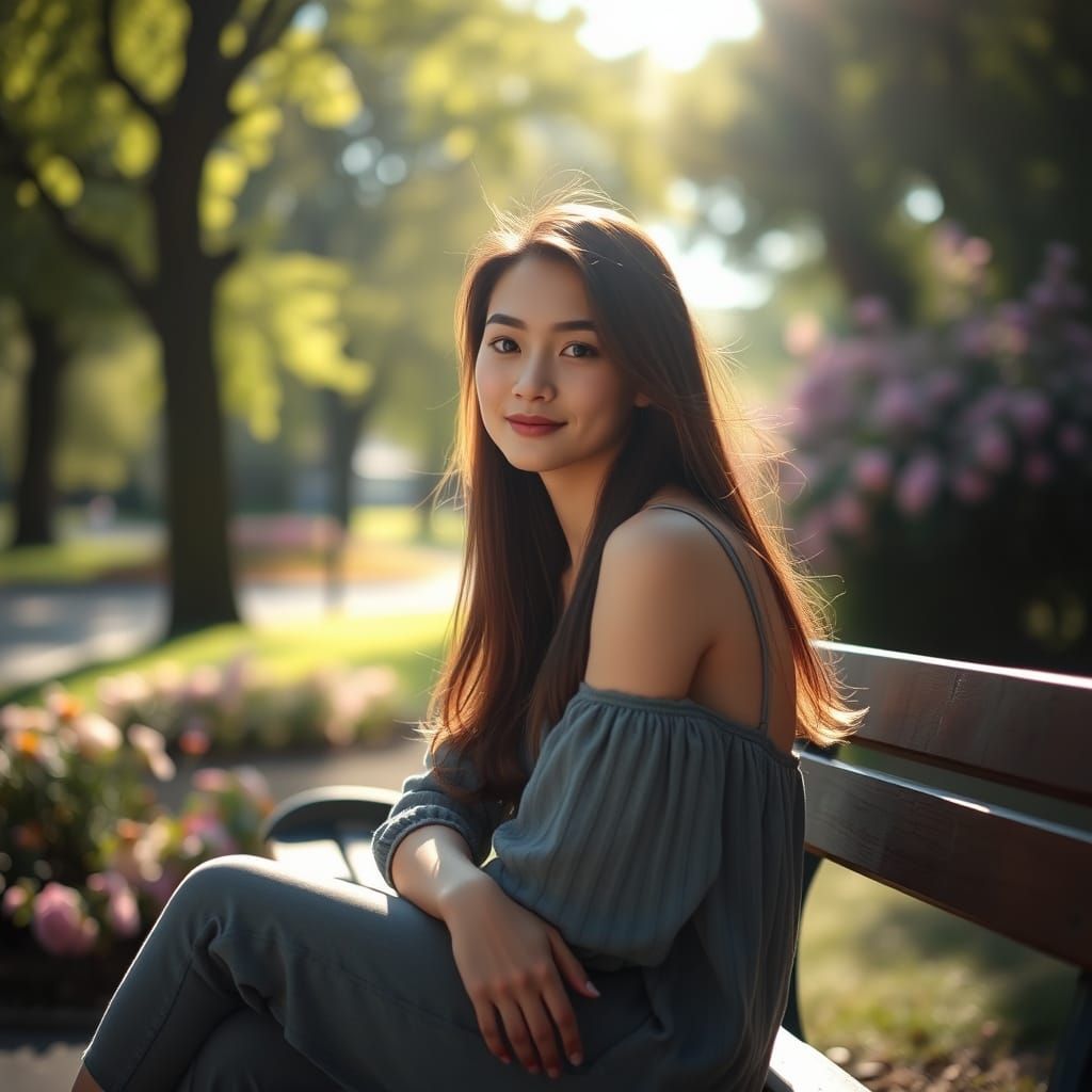 Serene Park Scene in Ultra-Realistic Style