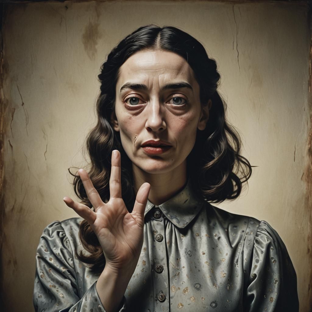 Surreal Portrait of a Girl with Distorted Features