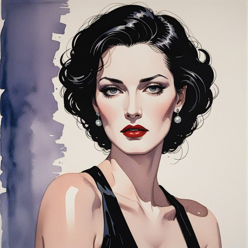 Patrick Nagel style portrait