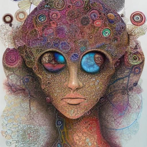 Abstract Nymph Child Portrait in Alcohol Ink Style