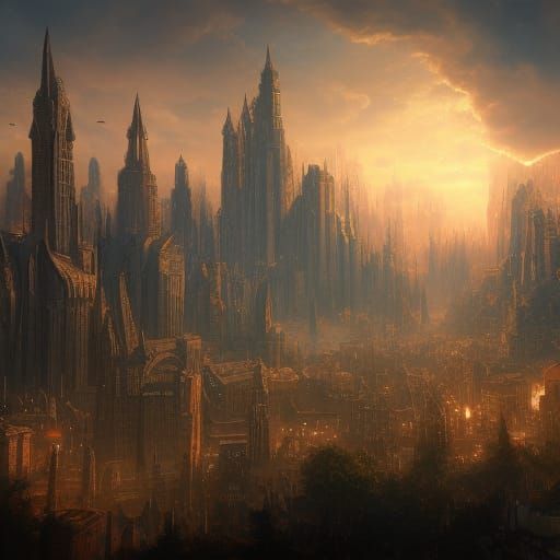 Fantastical City of Chaos: Detailed Matte Painting
