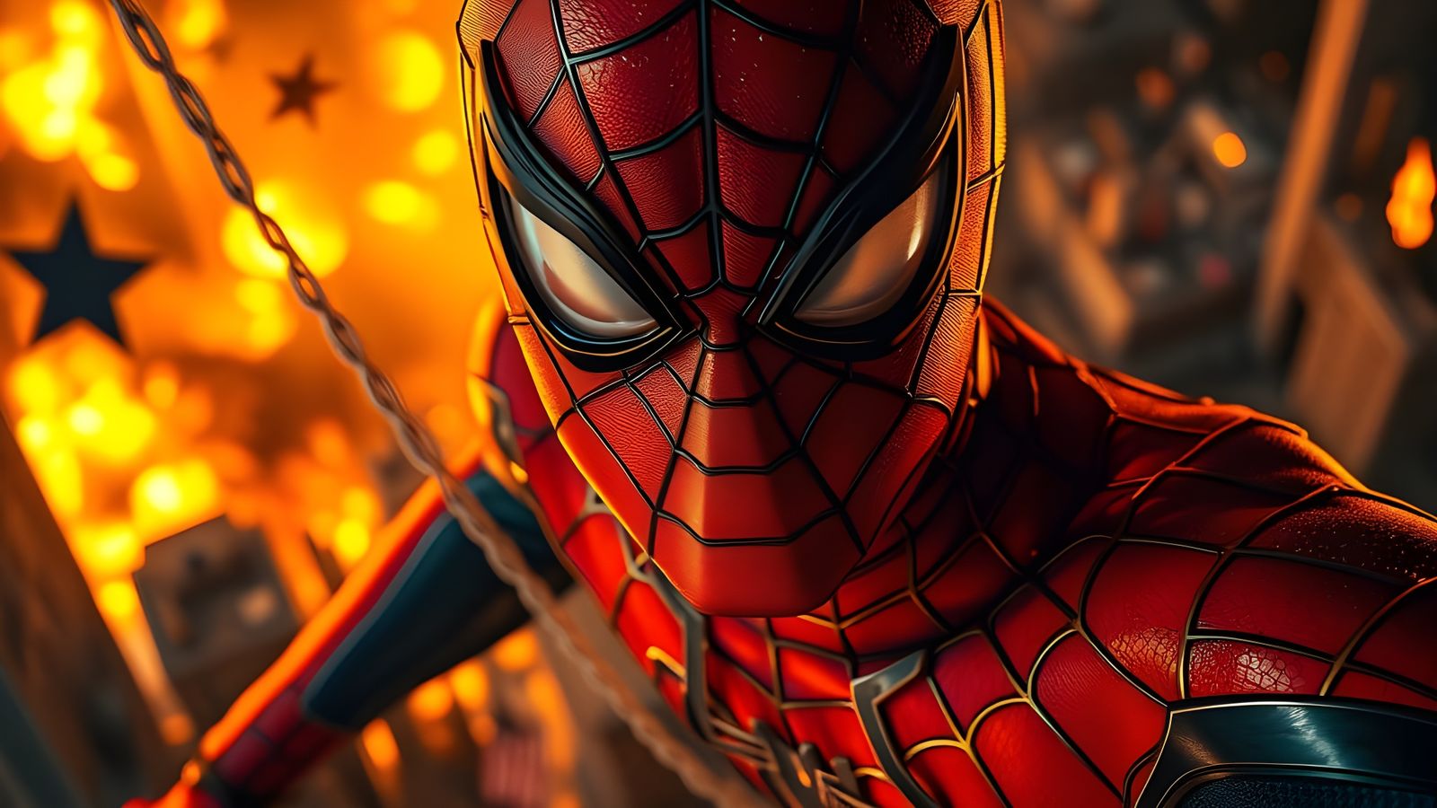Spiderman Amidst Fiery Chaos, Saving Lives with Determinatio...