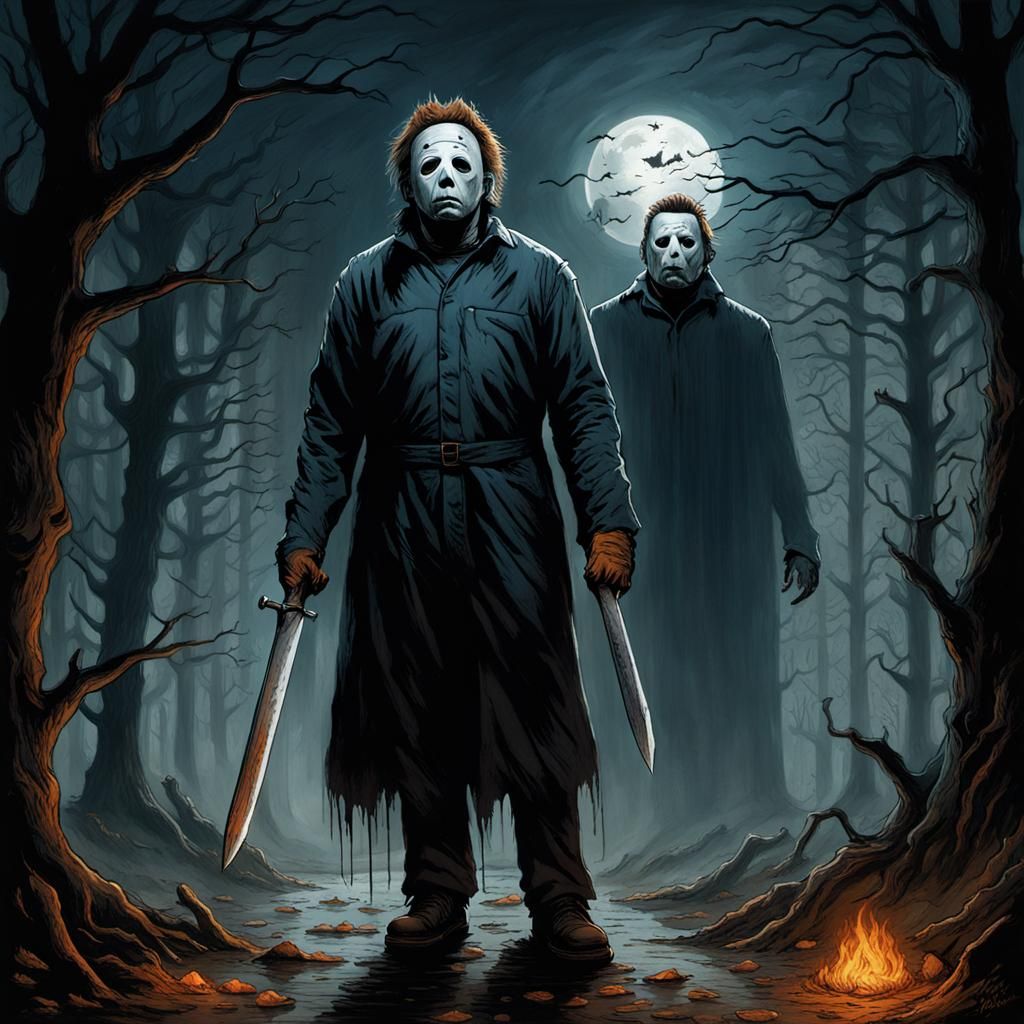 Menacing Michael Myers in Gothic Horror Style