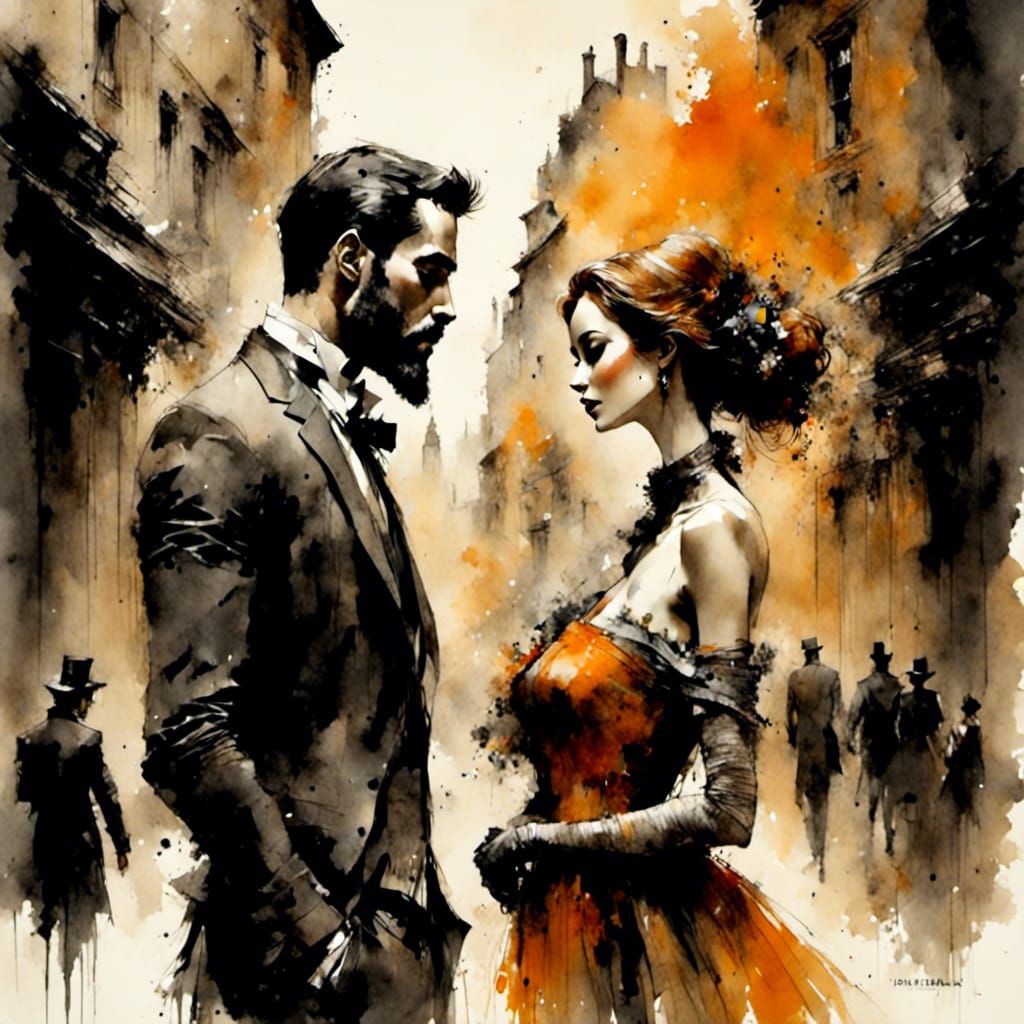 Romantic Couple in Impressionistic Digital Painting