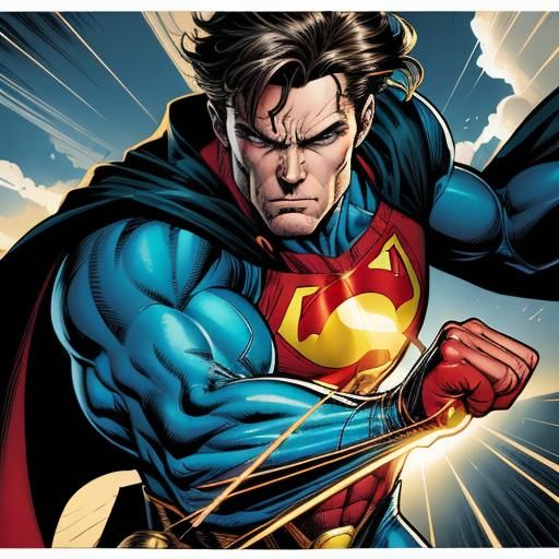 Dynamic Comic Book Superhero in Heroic Pose