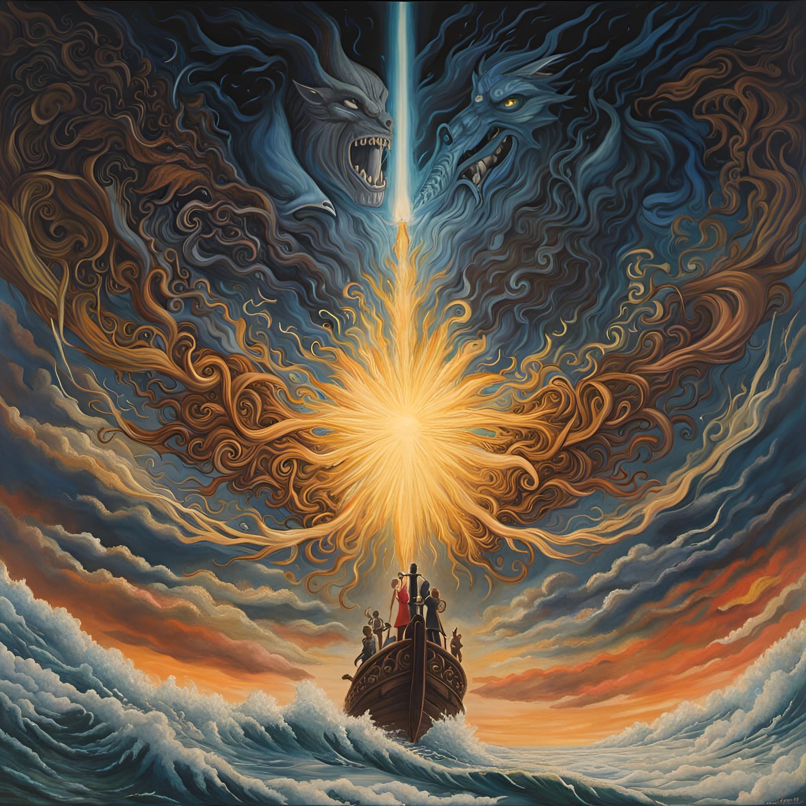 Epic Fantasy Battle: Oil Painting in Ghibli Style