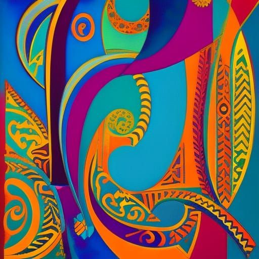 Abstract Arabic Calligraphy in Art Deco Style
