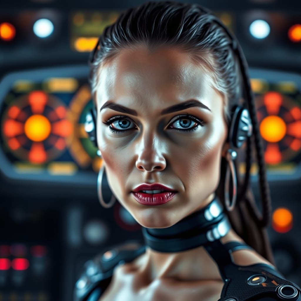 Borg-Inspired Cyberpunk Portrait in Hyper-Realistic Style