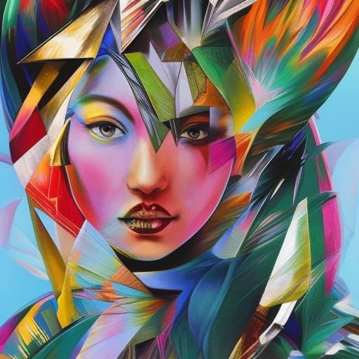 Abstract Oil Portrait in Surreal Expressionist Style