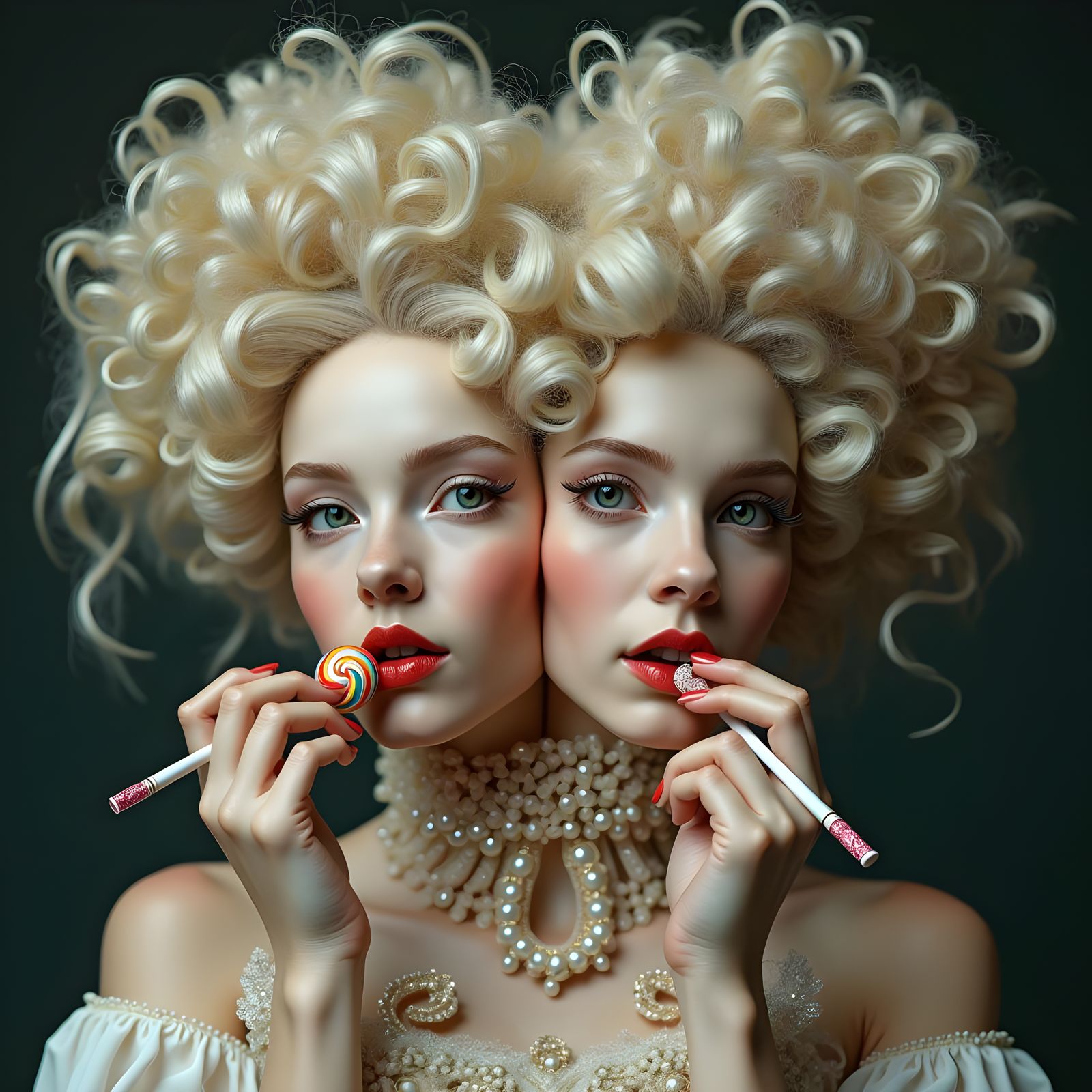 Two-Faced Woman with Lollipop and Cigarette