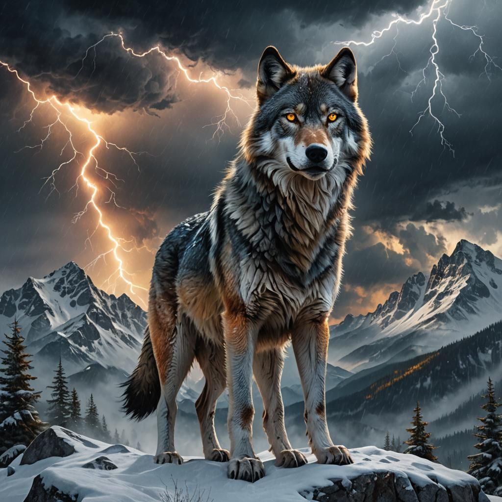 Wolf on Snowy Peak: Fantasy Concept Art