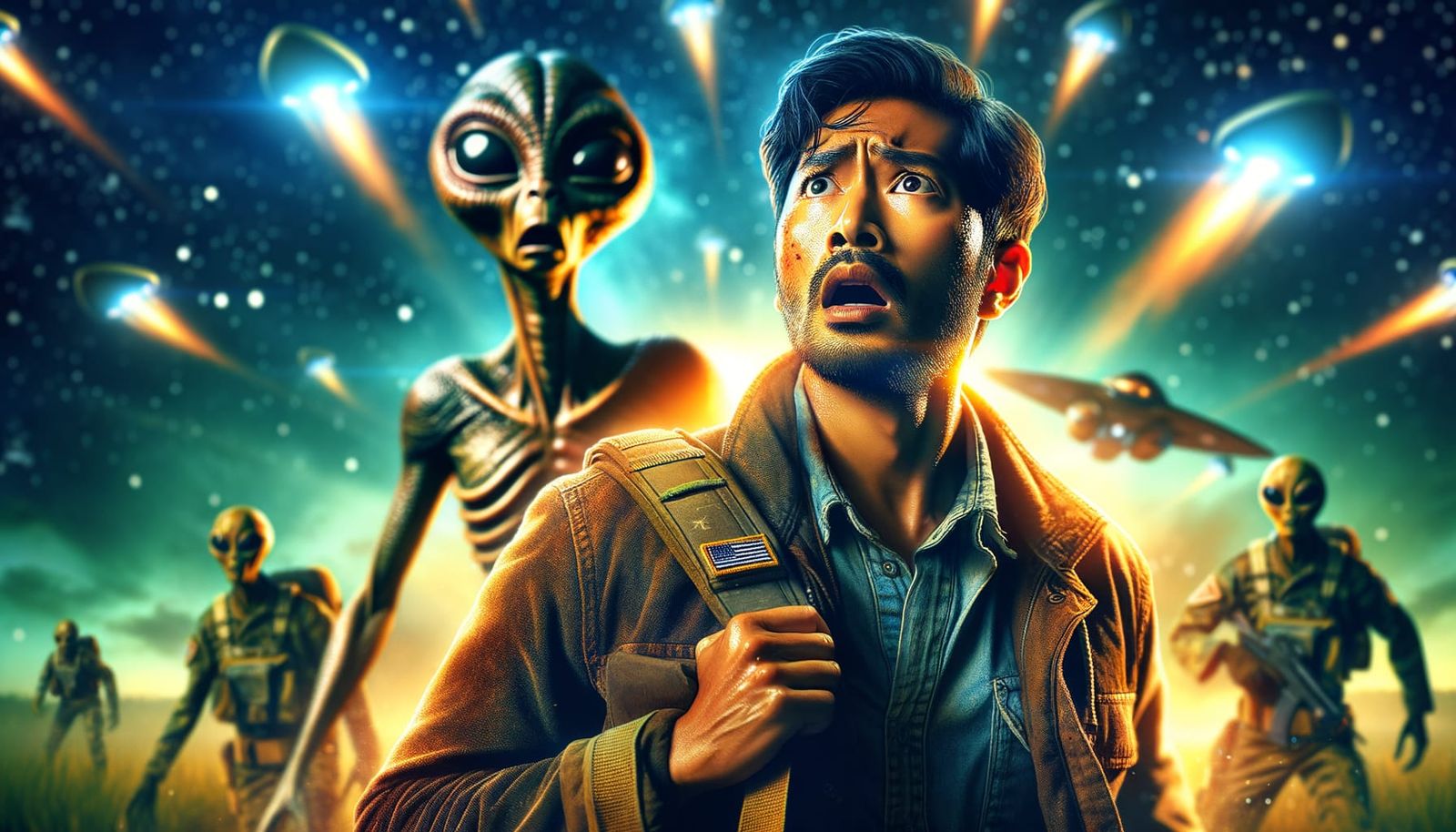 Adventurer's Extraterrestrial Encounter in High Contrast